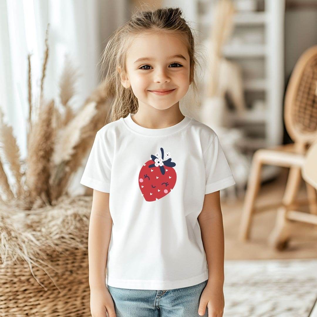 Plotterdatei Erdbeere mit Gesicht – süßes Sommermotiv für Shirts, Taschen & mehr - Sewando