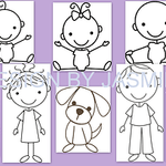 Plotterdatei Strichmännchen Familie 1 mit Hund SVG / Türschild Namensschild - Sewando