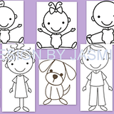 Plotterdatei Strichmännchen Familie 1 mit Hund SVG / Türschild Namensschild - Sewando