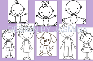 Plotterdatei Strichmännchen Familie 1 mit Hund SVG / Türschild Namensschild - Sewando