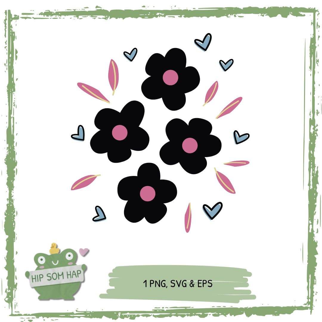 Plotterdatei Blumen mit Herzchen – verspieltes Blumenmotiv für Kinder & Erwachsene - Sewando