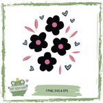 Plotterdatei Blumen mit Herzchen – verspieltes Blumenmotiv für Kinder & Erwachsene - Sewando