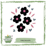 Plotterdatei Blumen mit Herzchen – verspieltes Blumenmotiv für Kinder & Erwachsene - Sewando
