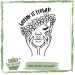 Plotterdatei „Woman is Flower“ – Feminine Line Art Motiv mit Blumen - Sewando