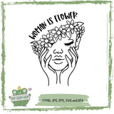 Plotterdatei „Woman is Flower“ – Feminine Line Art Motiv mit Blumen - Sewando