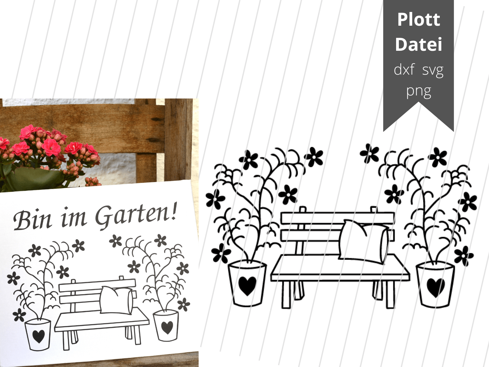 Plotterdatei Gartenbank Garten - Sewando