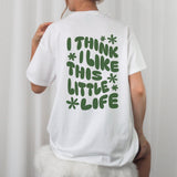 Digitale Plotterdatei – Spruch "I think I like this little life" | Schriftzug mit Blumen