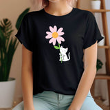Plotterdatei Katze mit Blume – verspieltes Katzendesign für Shirts, Deko & DIY-Geschenke - Sewando