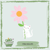 Plotterdatei Katze mit Blume – verspieltes Katzendesign für Shirts, Deko & DIY-Geschenke - Sewando