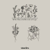 Digitale Plotterdatei - florales Line Art Blumen Set | 3-teilig - Sewando