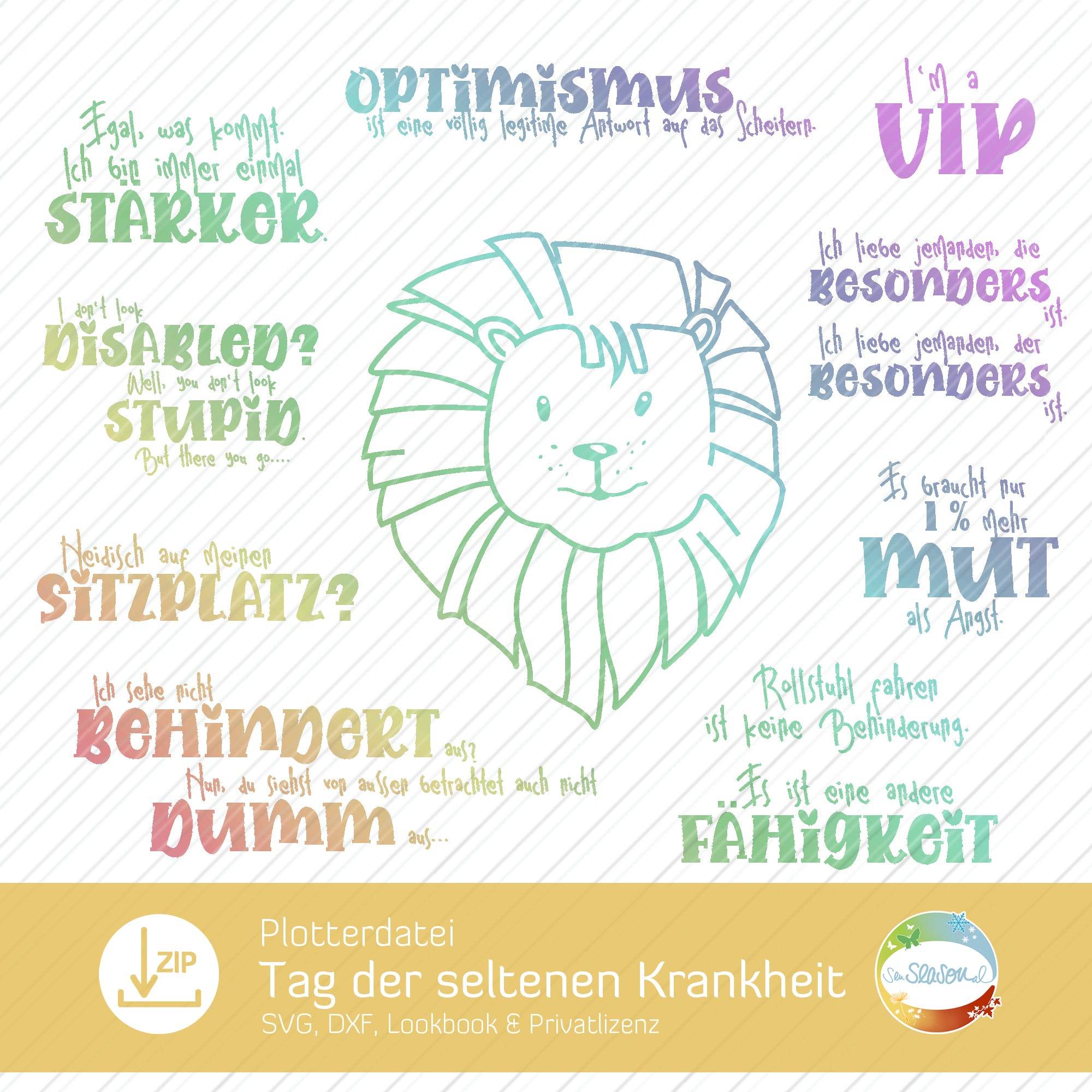 Plotterdatei Löwe, Tag der seltenen Krankheit - plotten mit Folie, Laser-Gravur - Sewando