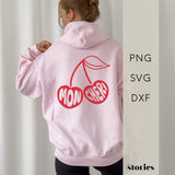 Digitale Plotterdatei mit minimalistischer Kirsche und Schriftzug „mon chéri“ – modernes Line Art Design für Shirts, Taschen & stylische DIY-Projekte.