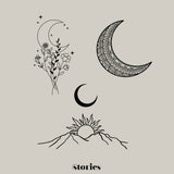 Digitale Plotterdatei - Boho Mond & Sonne Line Art | 3-teiliges Set - Sewando