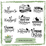 Plotterdateien Ostern Set – 10 liebevolle Ostergrüße mit Hase, Sprüchen & Frühlingsmotiven - Sewando