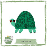 Plotterdatei „Coole Schildkröte mit Sonnenbrille“ – stylisches Tiermotiv (SVG, PNG, EPS) - Sewando