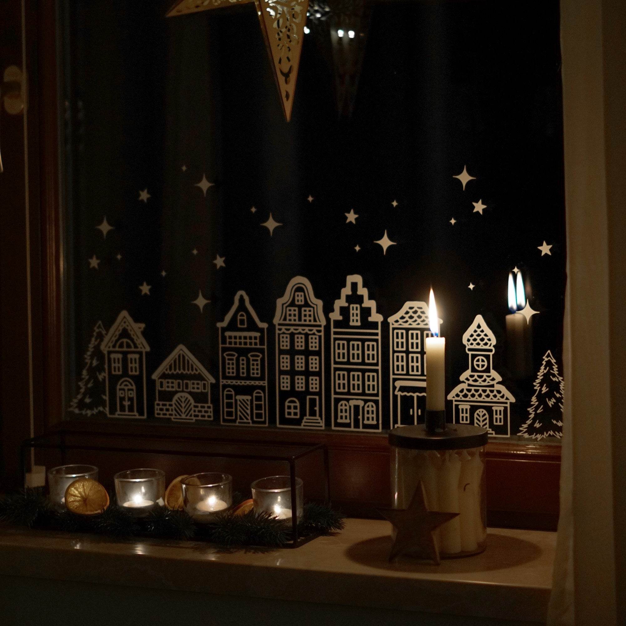 Plotterdatei SVG - Winterlandschaft | Weihnachten Häuserreihe – Christmas Village - Sewando