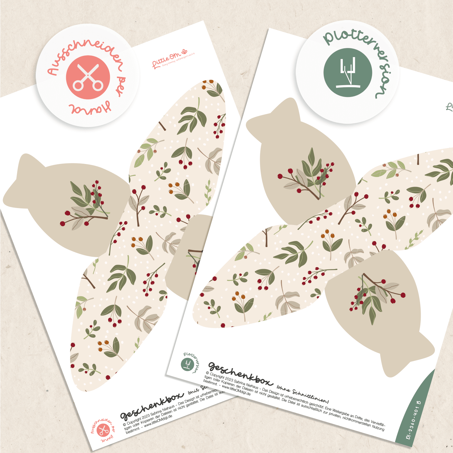Bundle 3 Geschenkboxen Blumen Winter - Printable und Plotterdatei - Sewando