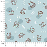 Stoffdesign: Knuddelbande – nahtloses Allover-Muster in braun, weiß, blau auf blauem Hintergrund - Sewando