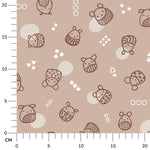 Stoffdesign: Knuddelbande – nahtloses Allover-Muster in braun, beige auf hellbraunem Hintergrund - Sewando
