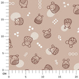 Stoffdesign: Knuddelbande – nahtloses Allover-Muster in braun, beige auf hellbraunem Hintergrund - Sewando