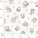 Stoffdesign: Knuddelbande – nahtloses Allover-Muster in braun, beige auf weißem Hintergrund - Sewando
