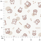 Stoffdesign: Knuddelbande – nahtloses Allover-Muster in braun, beige auf weißem Hintergrund - Sewando