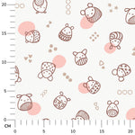 Stoffdesign: Knuddelbande – nahtloses Allover-Muster in braun, rosa auf weißem Hintergrund - Sewando