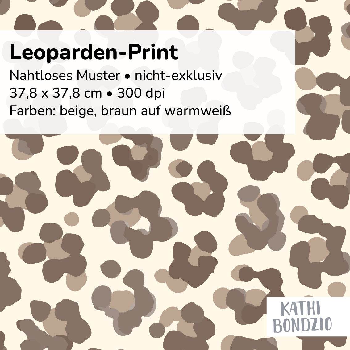Stoffdesign: nahtloses Leoparden-Print Muster in beige und braun auf weißem Hintergrund - Sewando