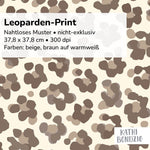Stoffdesign: nahtloses Leoparden-Print Muster in beige und braun auf weißem Hintergrund - Sewando