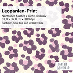 Stoffdesign: nahtloses Leoparden-Print Muster in pink und lila auf weißem Hintergrund - Sewando