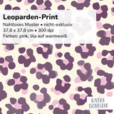Stoffdesign: nahtloses Leoparden-Print Muster in pink und lila auf weißem Hintergrund - Sewando