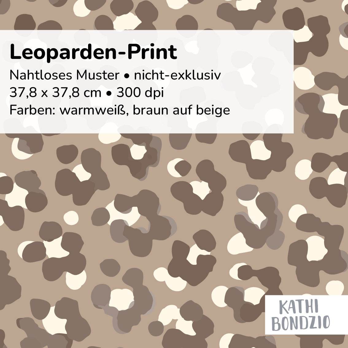 Stoffdesign: nahtloses Leoparden-Print Muster in weiß und braun auf beigefarbenem Hintergrund - Sewando
