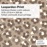 Stoffdesign: nahtloses Leoparden-Print Muster in weiß und braun auf beigefarbenem Hintergrund - Sewando