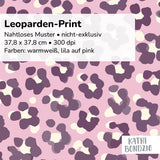 Stoffdesign: nahtloses Leoparden-Print Muster in weiß und lila auf pinkfarbenem Hintergrund - Sewando