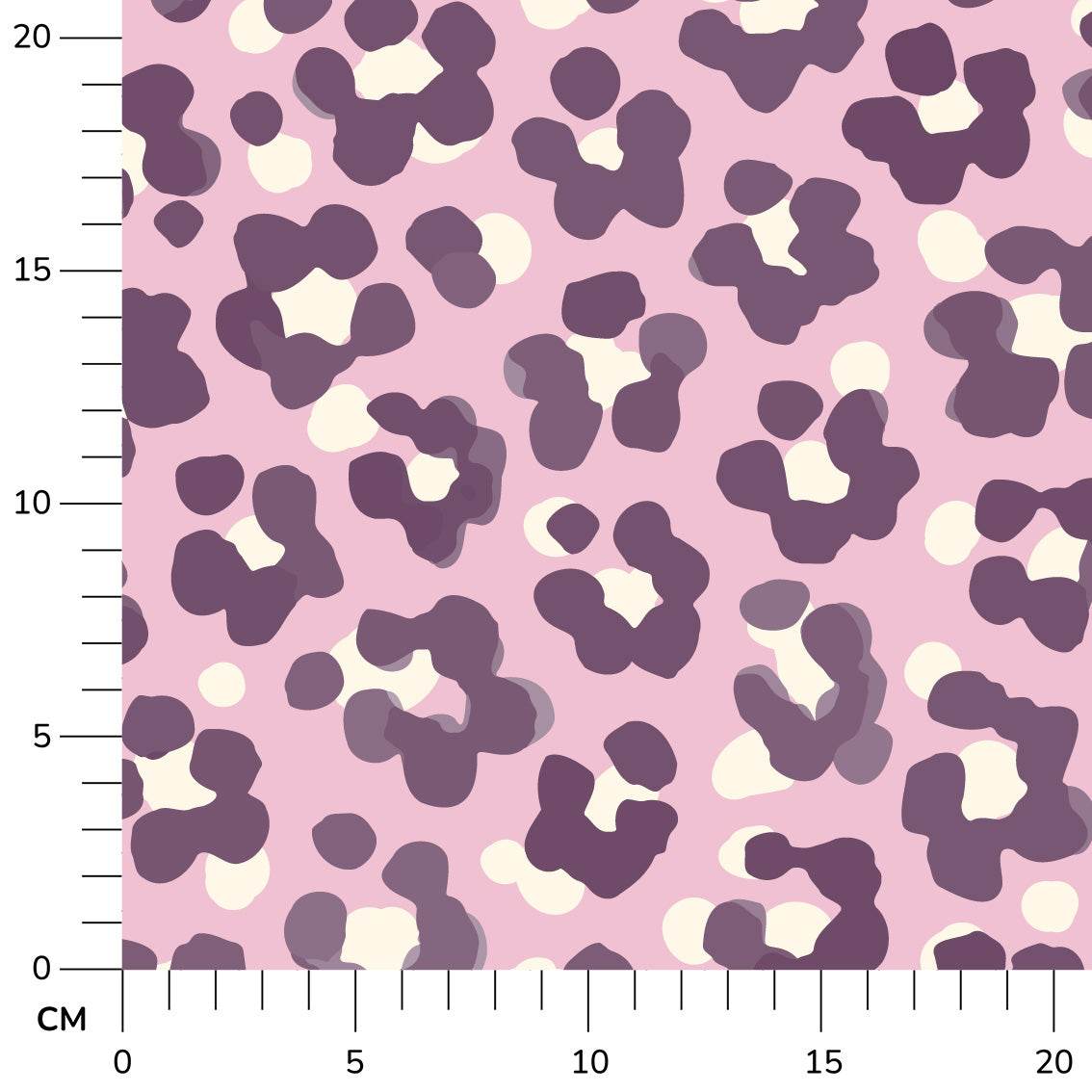 Stoffdesign: nahtloses Leoparden-Print Muster in weiß und lila auf pinkfarbenem Hintergrund - Sewando