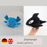 Starterset Wendekuscheltier Axolotl Level 1 und Orca Level 2