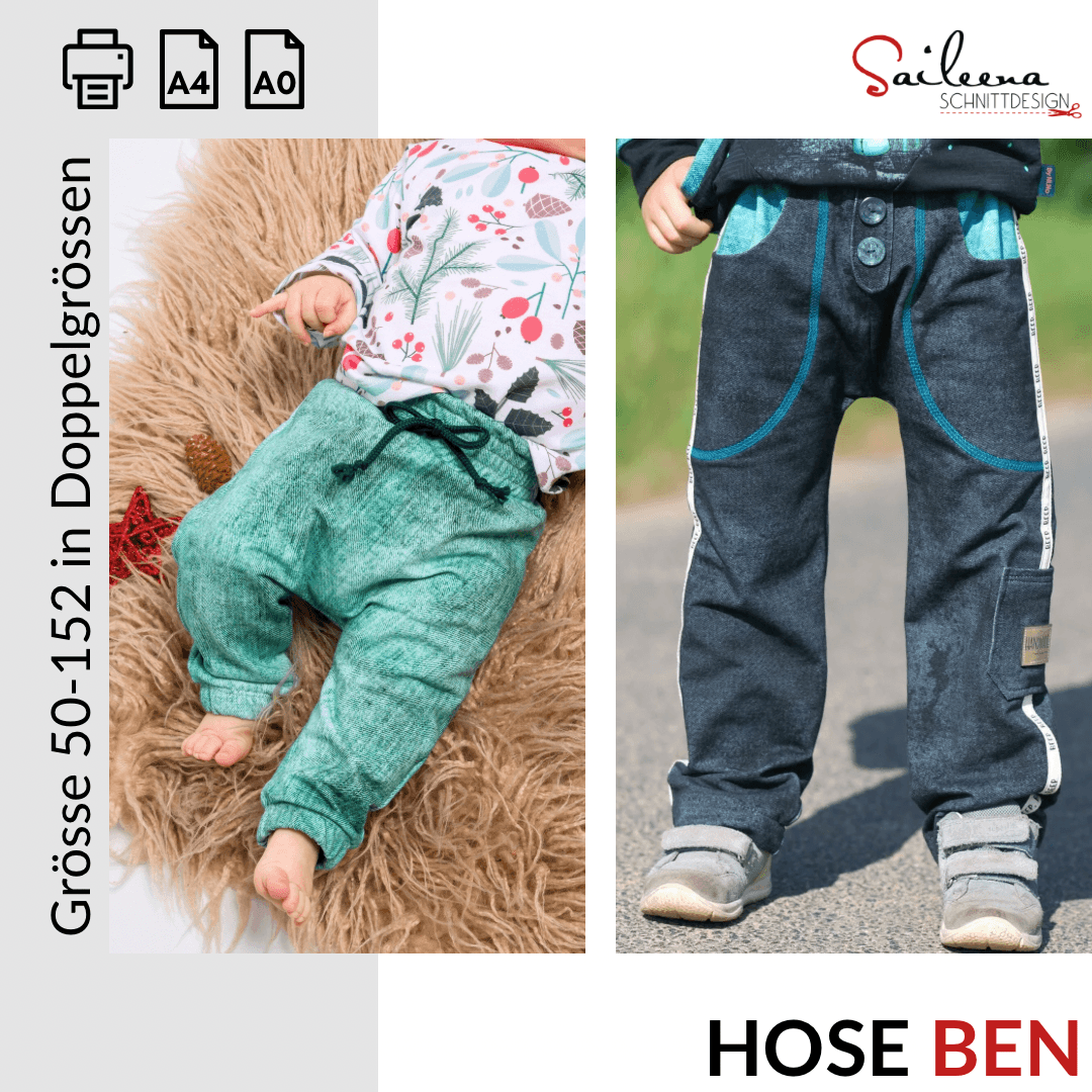 Hose Ben, Schnittmuster Grösse 50-152 - Sewando