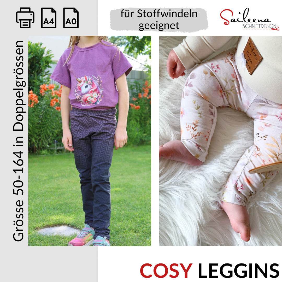 Cosy Leggins, Schnittmuster Grösse 50-164 - Sewando