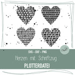 Plotterdatei Herzen mit Schriftzug - Sewando