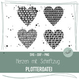 Plotterdatei Herzen mit Schriftzug - Sewando