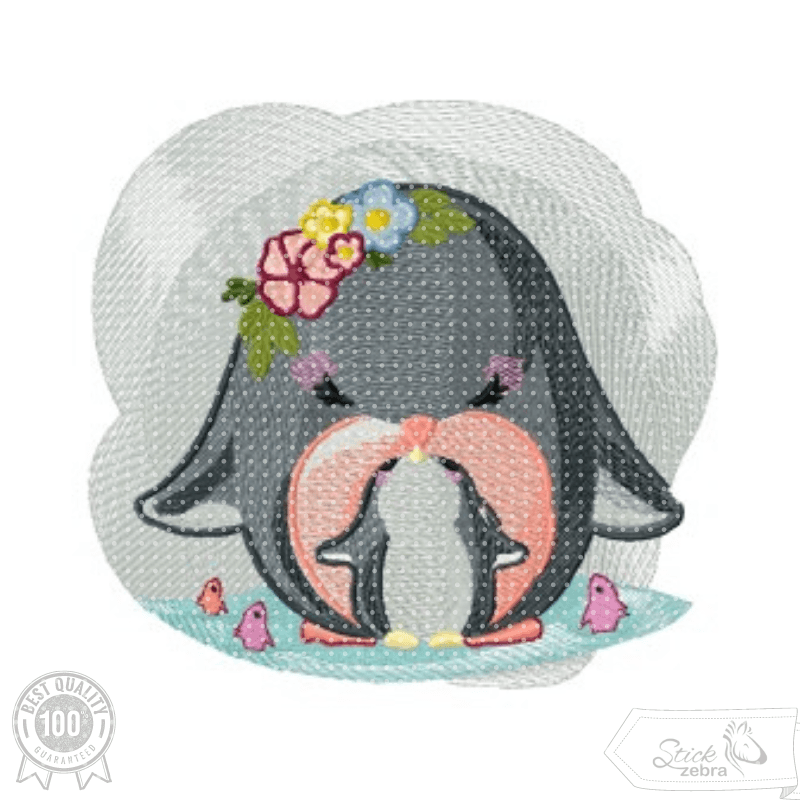 Pinguinmama mit Baby Stickdatei – liebevolles Motiv für Geschenke & Kinderzimmer - Sewando