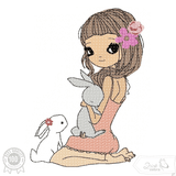 Doodle Mädchen mit Hasen Stickdatei – zarte Freundschaft fürs Herz und deine Stickmaschine - Sewando