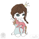 Doodle Mädchen mit Einhorn Stickdatei – magische Kuschelzeit für deine Stickmaschine - Sewando