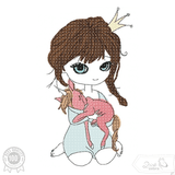 Doodle Mädchen mit Einhorn Stickdatei – magische Kuschelzeit für deine Stickmaschine - Sewando