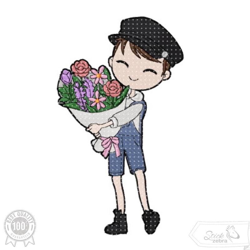 Junge Stickdatei – mit einem Blumenstrauß voller Liebe für deine Stickmaschine - Sewando