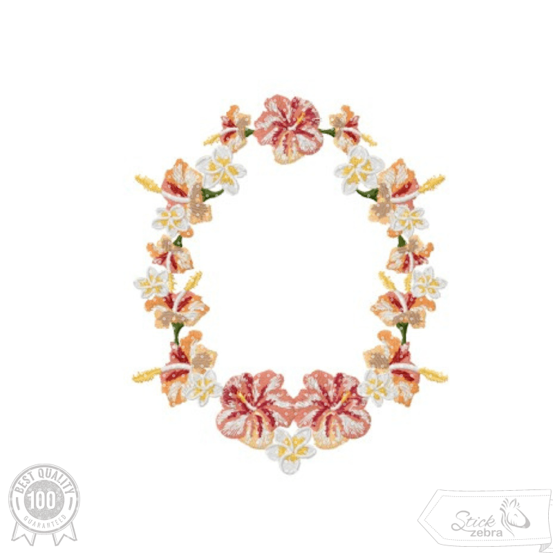 Blumenrahmen Stickdatei – Tropisches Blumenmotiv als verspielter Rahmen - Sewando