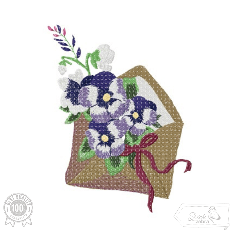 Blumenbrief Stickdatei – Romantisches Umschlag-Motiv mit Blüten - Sewando