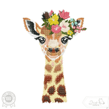 Giraffe Stickdatei, zierlicher Giraffenkopf mit Blumenkranz für deine Stickmaschine - Sewando