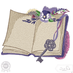 Buch Stickdatei – Florales Motiv mit Schlüssel für Leseknochen & Geschenke - Sewando