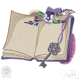 Buch Stickdatei – Florales Motiv mit Schlüssel für Leseknochen & Geschenke - Sewando